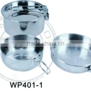 Convenient Deep Camping Pot and Fry Pan and Bowl for 2 People thumbnail-1