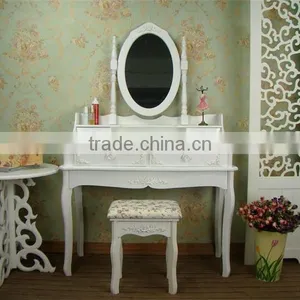 Solid Wooden Dresser Europe Style White Color Bedroom Dressers With Stool Knocked Down Package 90*38*146CM thumbnail-1