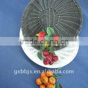 Black/White Plastic Rope Woven and Iron Frame Storage Caddy Tray thumbnail-1