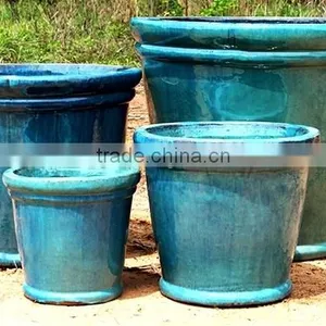 Old Turquoise Ceramic Pot thumbnail-1