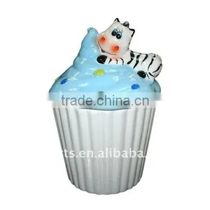 Ceramic Cupcake Cookie Jar With Zebra thumbnail-1