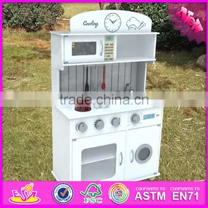 2017 New Design Pretend Play White Wooden Toy Kitchens for Toddlers W10C267 thumbnail-1