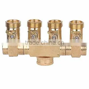 Solid Brass EU Standard Quick Hose Connector 1/2" 5/8" 3/4" Hose Regular High Quality Big Quantity Brass 4-way Hose Connector thumbnail-1
