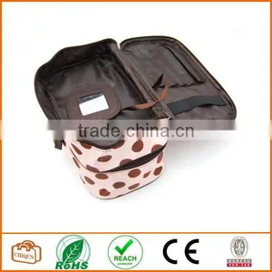 Double Layer Cosmetic Bag Pink With Coffee Dot Travel Toiletry Cosmetic Makeup Bag Organizer With Mirror thumbnail-5