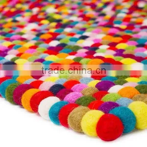 High Quality Nepal Handmade Multicolor Rectangular Felt Ball Carpet/Rug thumbnail-1