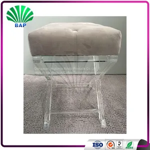 High Quality Stool Chair Soft Cushion Piano Stool X-Shape Transparent Acrylic Stool Legs thumbnail-4