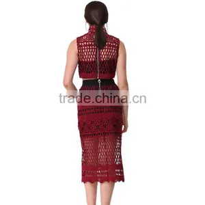 2017 Summer Woman Latest New Fashion Lace Blouse and Midi Skirt Design Images thumbnail-5
