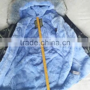 CX-G-P-07A Raccoon Fur Hooded Genuine Rex Rabbit Fur Lined Parka With Fur Jacket thumbnail-6
