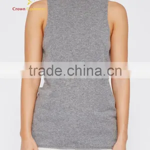 Sleeveless Tight Knitted Cashmere Sweater Wool for Woman thumbnail-1