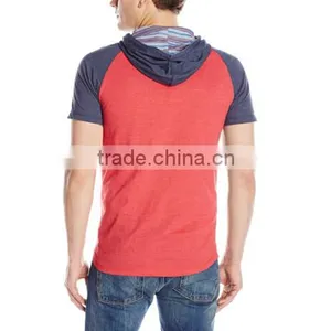 Hot-selling Custom Spandex/cotton Two Color Men's Short Sleeve Hoodie thumbnail-4