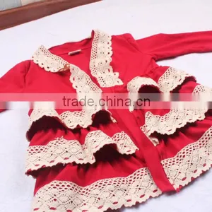 Best Kids Products Ruffle Lace Red Cotton Coat for Children Valentines Day Out Clothing thumbnail-5