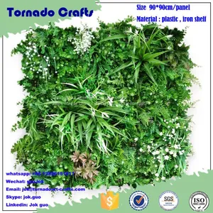 Mixed Grass Artificial Green Plant Wall in Plastic Indoor Outdoor Decoration Iron Shelf Backup High Quality Gardon Ornam thumbnail-1
