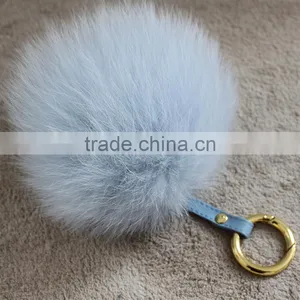 Myfur Fashion Dyed 100% Real Fox Fur Pom Pom Keychain for Bag Accessories thumbnail-1