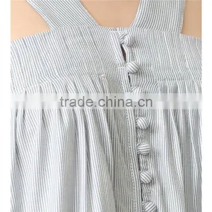 2017 OEM Wide Strapes Front Button Closure Navy Striped Blouse thumbnail-5