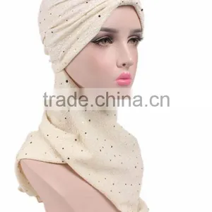 New Sequins Arabic Headscarf Hat Hat Scarf One Hat Muslim Hat thumbnail-2