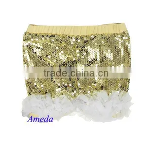 Girls Gold Shimmer White Ruffles Petti Shorts thumbnail-1