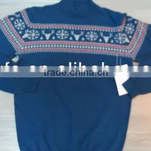 Weave Dear Pattern 100% Cotton Pullover Knitted Sweater thumbnail-1