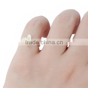 Fashion Silver Plated Yellow Flower White Copper Open Rings thumbnail-3