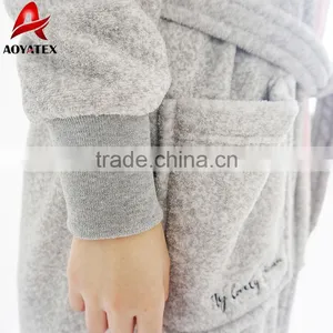 Wholesale Plush Solid Embroidery Hooded Cute Children Bathrobe thumbnail-6