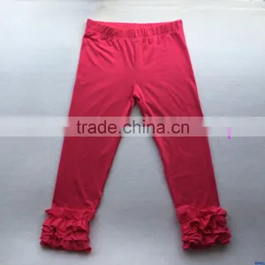 2017 Autumn New Woman Icing Style Leggings Wholesale Ladies Stripe Cotton Knitted Trousers Adult Girls Long Capris Pants Ruffle thumbnail-4