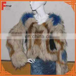 Real Dyed Fashion Design Raccoon Fur Coat thumbnail-3