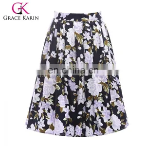 19 Colors ! Grace Karin Cheap Occident Short Vintage Floral Print Cotton 50s Retro Skirt CL6294-9# thumbnail-1