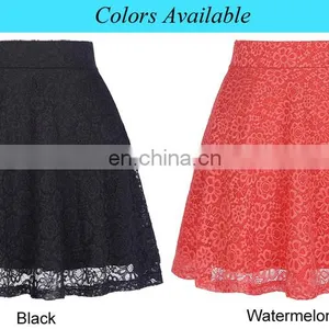 Kate Kasin Women Ladies Floral Pattern Lace Skirt A-Line Black Mini Skirt KK000445-1 thumbnail-5