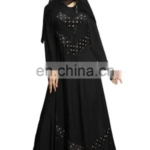 Women's New Casual Daily Wear Embroidery Abaya Burkha With Embosed Velvet Work And Chiffon Dupatta thumbnail-5
