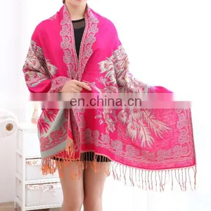 China Tatting Jacquard Peacock Golden Peacock Pashmina Shawl Scarf thumbnail-4