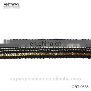 Elastic Beaded Sequin Lace Trim Wholesale thumbnail-1
