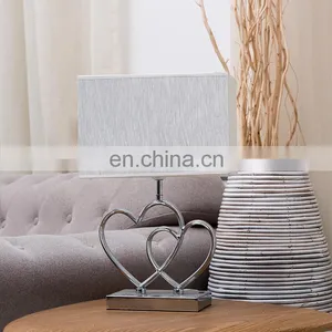 Novel Love Theme Heart Shape Custom Table Decoration Metal Base Hotel Custom Bedside Lamp With Logo thumbnail-1