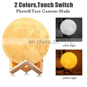 Newish Modern Desk Wood Holder Christmas Decor Magnetic Rechargeable Custom Led Lunar Shape Night Starry SKY 3D Moon Lamp Light thumbnail-3