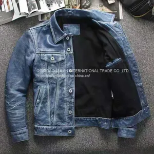 2021NEW FASHION WASHED MEN'S GENUINE COWSKIN LEATHER JACKET FACTORY HOT SALE thumbnail-4