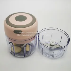 2 Cups(100ml+250ml Bowl) Electric Small Wireless Waterproof USB Charging Mini Garlic Food Chopper Blender Mincer Portable Food Processor thumbnail-1