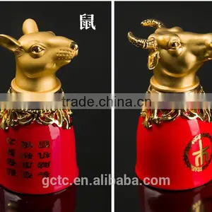 Bone China Chinese Zodiac Goblet With Yellow Glaze and Red Glaze thumbnail-5