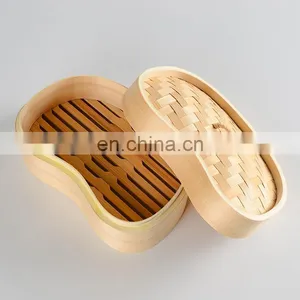 Factory Classic Design Natural Bamboo Steamer Dumpling Steamer With Lid Steam Cooker thumbnail-3