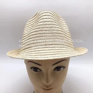 Wholesale British Style Beach Summer Chapeau De Paill Straw Hats Nature Brim Jazz De Paja De Unisex Straw Hat thumbnail-4