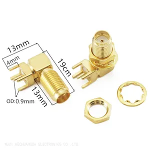 SMA KWE RF Adapter Female Jack Connector Right Angle Solder Type Antenna CONNECTOR PCB Mount 19MM thumbnail-1