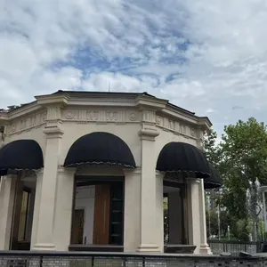 Fixed Curved Dome Decorative Window Awning, Scalloped Edge Waterproof Fabric Stationary Canopy for European Commercial Building & Villa Facade thumbnail-2