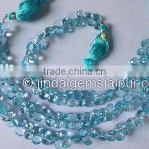 Top Grade AAA Sky Blue Topaz Faceted Heart Beads 7 To 8 MM thumbnail-1