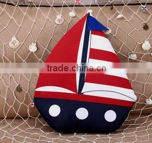 Latest Design Fancy Sailing Boat Cotton Fabric Cushion Handicraft Particular Pillow Made in China thumbnail-6