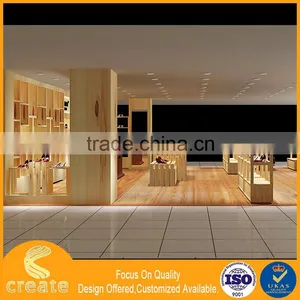 Friendly Wooden Shoe Display Furniture Cabinet With Gondola Shelving Rack Design thumbnail-3