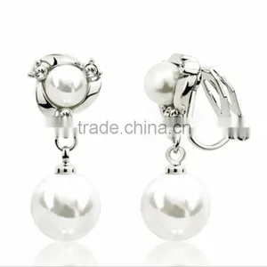 Crystal Rhinestone Pearl Dangle Earrings Pearl Bridal Earrings Elegant Pearl Bridal Earrings thumbnail-1