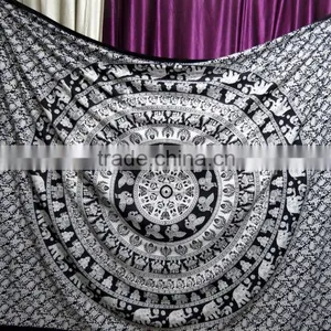 Elephant Boho Tapestry Printed Bedcover Round Tapestries Home Decor thumbnail-4