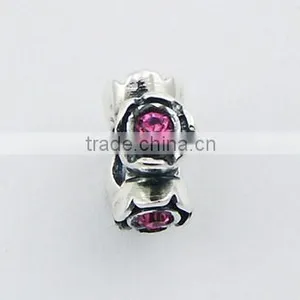 Raised Austrian Crystals Flower Cups Sterling Silver Bead thumbnail-1