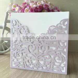 2016 Light Purple Hot-Selling Pocket Laser Cut Wedding Invitation Card,Wholesale Wedding Place Card Cover With Envelope thumbnail-2