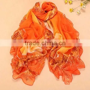 Cool Printing Big Size Plain Square Silk Chiffon Scarf thumbnail-6