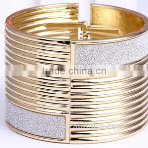 New Punk Gold Plated Bangle Jewelry Sticker Color Wider Cuff Bracelets For Women thumbnail-4