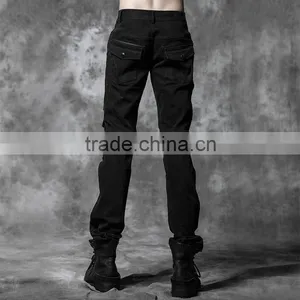 K-178 Punk Rave Elastic Straight Trousers With Skulls And Dark Printing thumbnail-2
