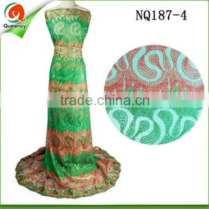 Guangzhou Lace African White French Lace Fabric With Stone NQ198-1 thumbnail-2